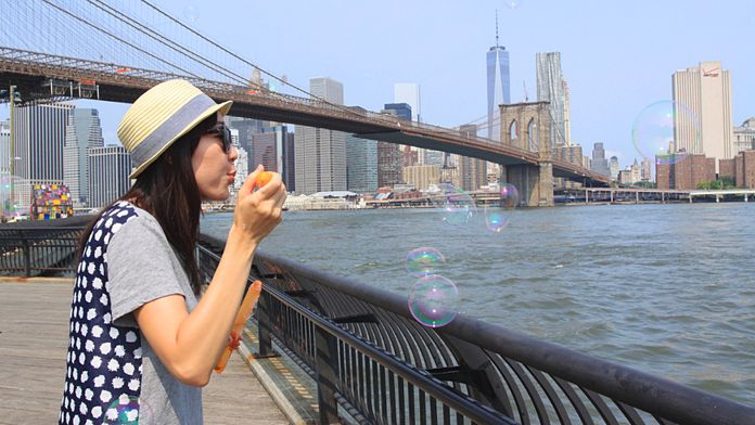 new york ponte di brooklyn bolle di sapone a New York
