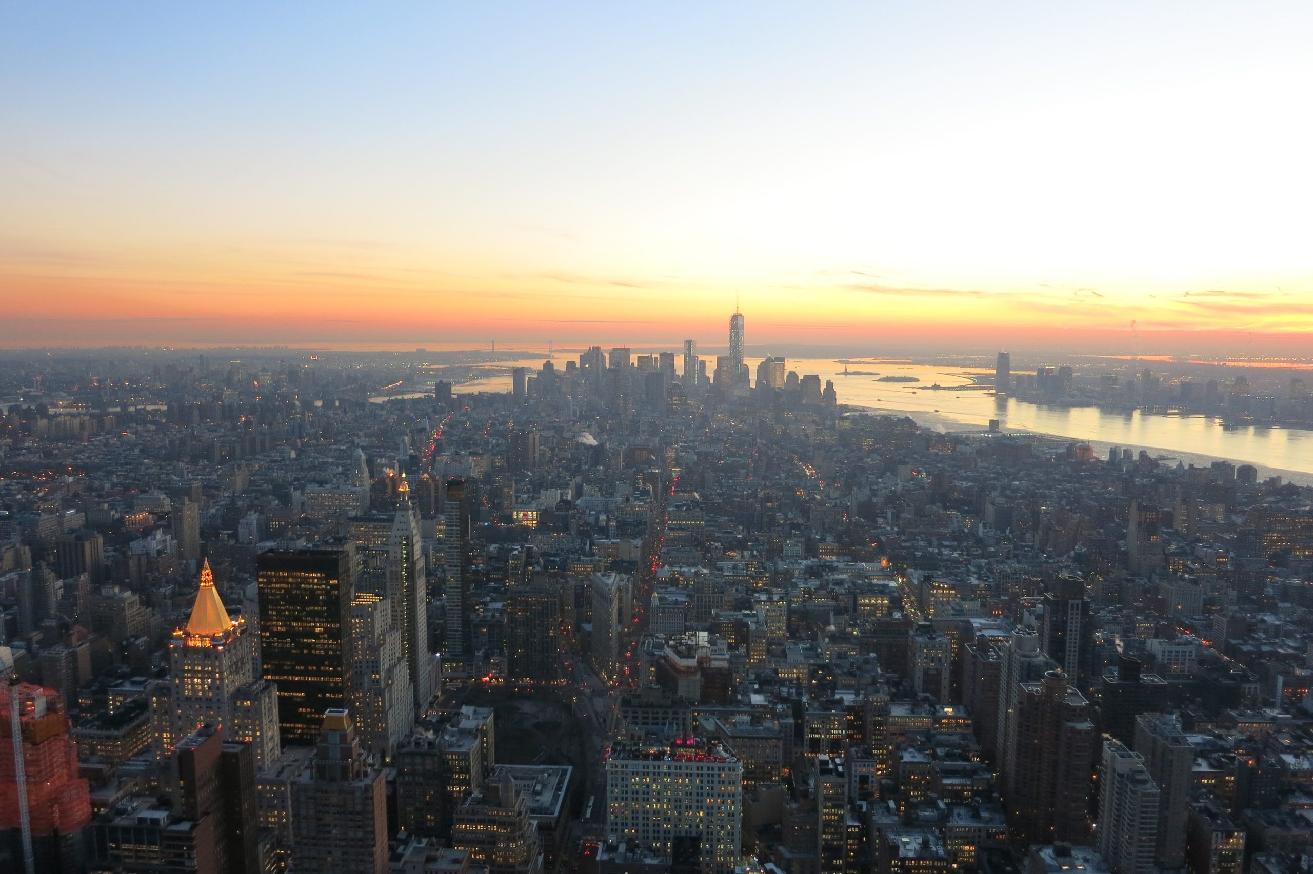 Tramonto sulla punta sud di Manhattan