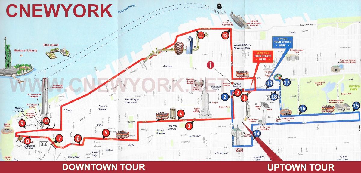 Mappa Big Bus New York