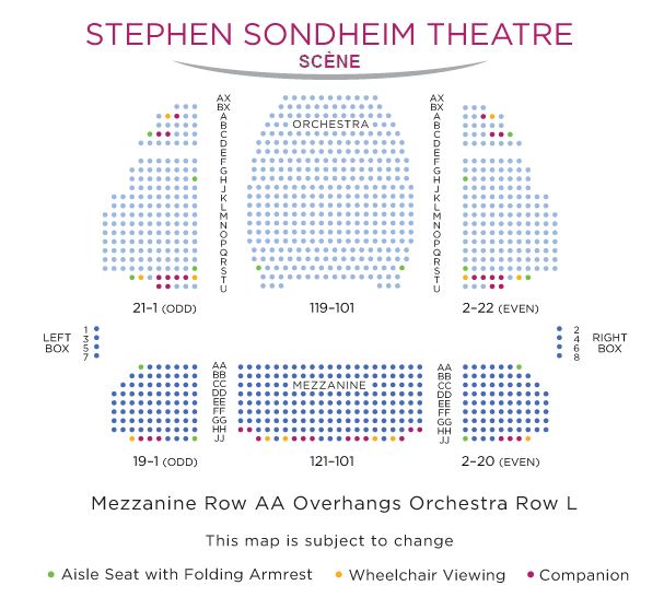 planimetria dello Sondheim Theatre Broadway a New York