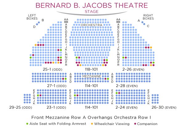 Mappa della sala del Bernard B. Jacobs Theatre a New York